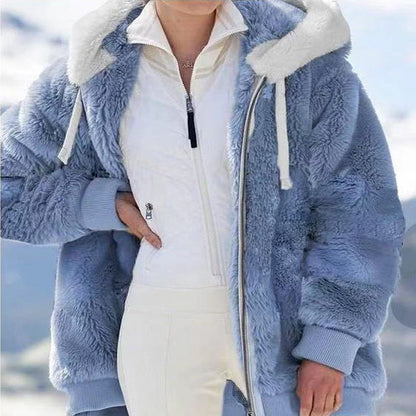 ☃️ Reducere limitată de 39% ❄️【S-5XL】Jachetă de damă 2026 din pluș gros, cu dungi contrastante