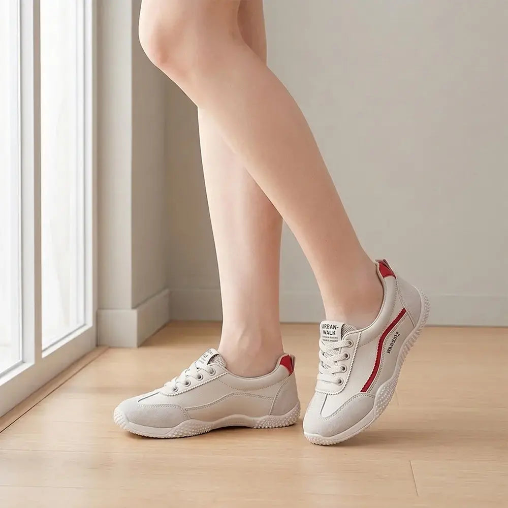 🎁【35-40】Teniși cu vârful rotund pentru femei, în stil german – pantofi ușori, aerisiți, plați, de zi cu zi – design clasic alb