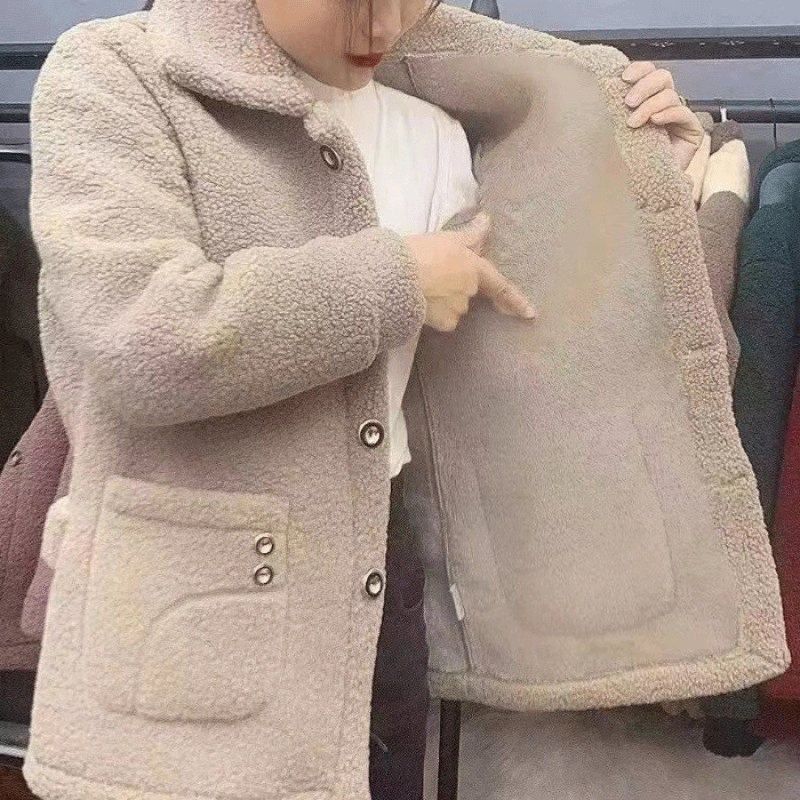 【⚡ Промоция с половина цена】☃️【Размери M-3XL】Нов модел кардиган от дебела агнешка вълна за есен и зима, с широка форма и дебела плътна текстура