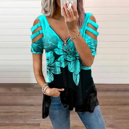 🔥Ofertă specială limitată în timp🥻【S-5XL】Topuri noi de vară pentru femei, confortabile, casual, slim, din bumbac, cu decolteu în V.