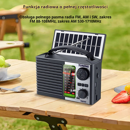 💥🏕️【Nowość】Wielofunkcyjne przenośne radio, radio AM, Bluetooth z kartą TF, dźwięk wielostrefowy