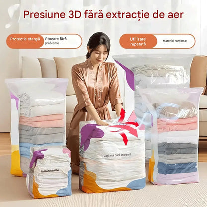 【Set 5 bucăți】Sac mare de depozitare sub vid, compresibil: fără pompă, etanș și ideal pentru economisirea spațiului în bagaje și acasă