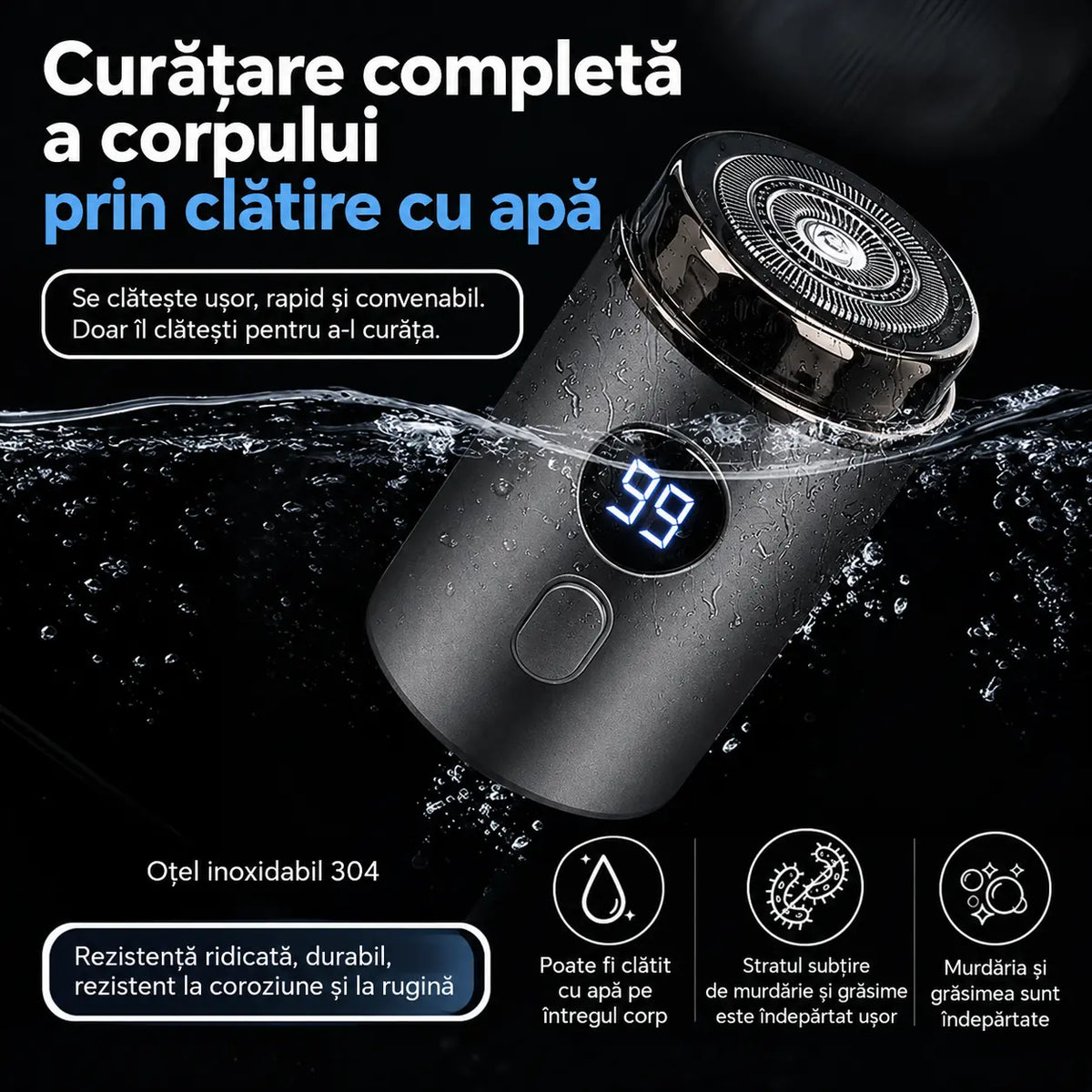 🔥Ofertă specială: 50% REDUCERE🔥 Mini aparat de ras electric puternic pentru bărbați, cu afișaj digital