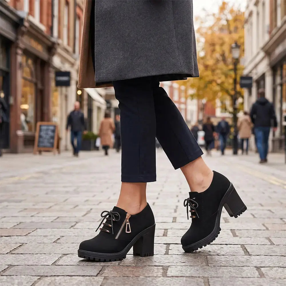 【Mărimi 35–42】🤎 Botine maro cu toc pentru femei, în stil vintage – combinația perfectă între stil și confort