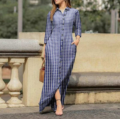 💃🔥Rochie cămașă pentru femei, cu nasturi, rochie casual cu mâneci lungi și guler, imprimeu floral.