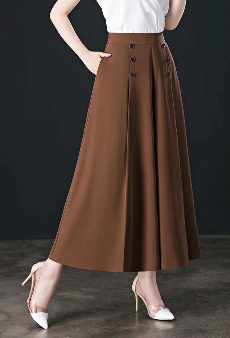 【30%OFF】【M-5XL】Модна драпирана пола с висока талия и широк крачол за жени