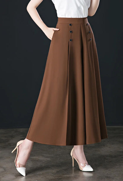 【30%OFF】【M-5XL】Модна драпирана пола с висока талия и широк крачол за жени