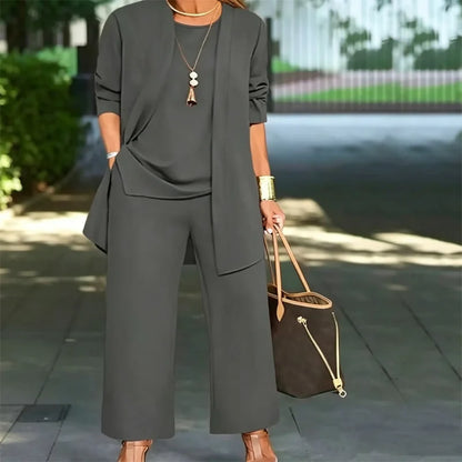 🎁【S-7XL】Set de vară din 3 piese: cardigan lejer, top lejer și pantaloni eleganți anti-șifonare, mărimi