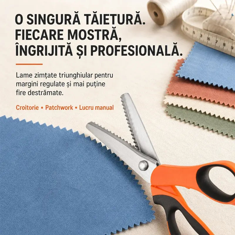 ✂️ Taie impecabil și previne deșirarea materialelor! Foarfecă profesională ZIG-ZAG / Valuri pentru croitorie și lucru manual! ✨
