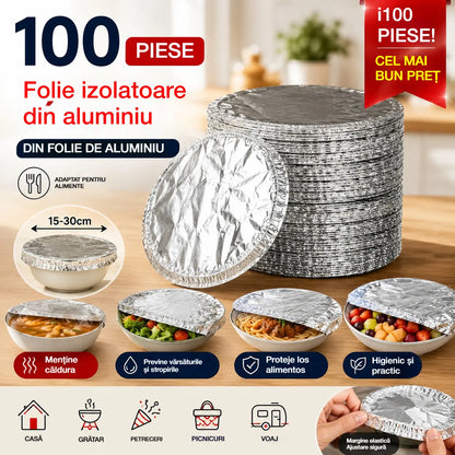 🍽️Noua husă termică pentru mâncare ⏰ Folie de aluminiu rezistentă pentru acoperirea vaselor, ideală pentru mesele zilnice