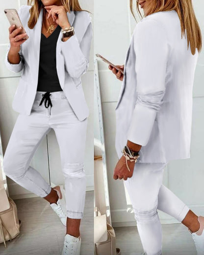 💎【50% reducere】Set de damă cu sacou și pantaloni, croială cambrată, material moale (40–100 kg)