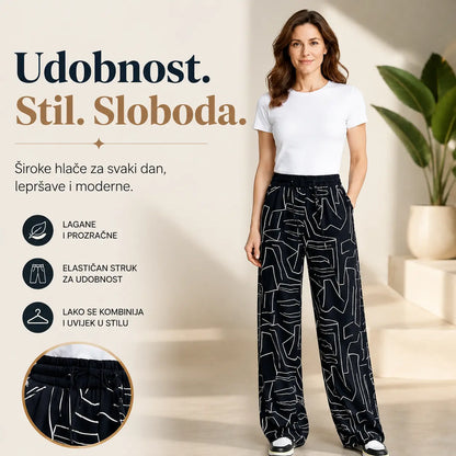 👖Pantaloni de damă din mătase glacială cu talie înaltă - croială largă, mărimi mari 40-100 kg - pantaloni respirabili cu picior larg pentru vară