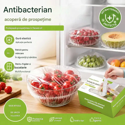 Foarte rezistente, set de 4 cutii (400 bucăți) – 179 lei – Folii elastice antibacteriene pentru alimente; pungi de unică folosință pentru alimente, potrivite pentru bucătărie sau frigider