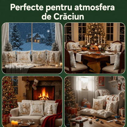 Reducere de Crăciun 49% 🎄 Fețe de pernă cu tematică de Crăciun【Set de 4 bucăți】