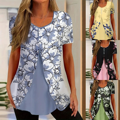 🌼🌸Tricou nou cu imprimeu și nasturi