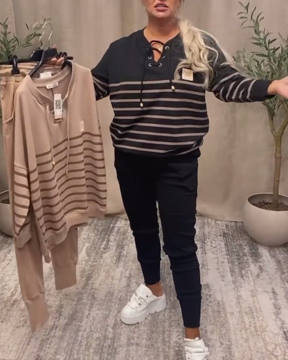 🔥Nowy model z rabatem 49%🔥✨ Dwuczęściowy dres w paski🐏