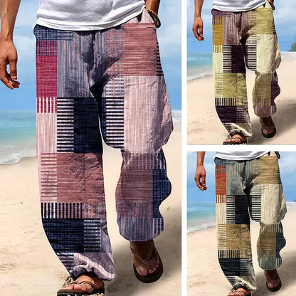 🔥👖【S-6XL】Pantaloni bărbătești cu croi larg din bumbac și in, mărimi mari, în stil boem casual