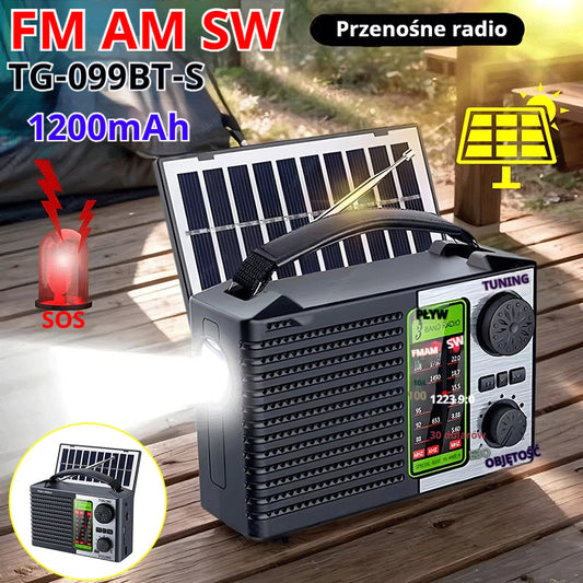 💥🏕️【Nowość】Wielofunkcyjne przenośne radio, radio AM, Bluetooth z kartą TF, dźwięk wielostrefowy