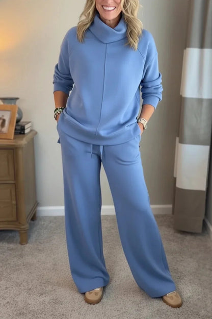 🍂🐏Nou set casual de iarnă pentru femei, de înaltă calitate: pulover minimalist cu guler înalt + pantaloni casual cu croială dreaptă🔥