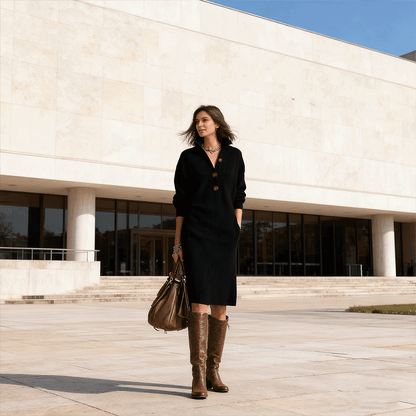 🔥【Zľava 50 % na obmedzený čas】【S-3XL】Nové európske a americké pletené šaty 2025, s golierom