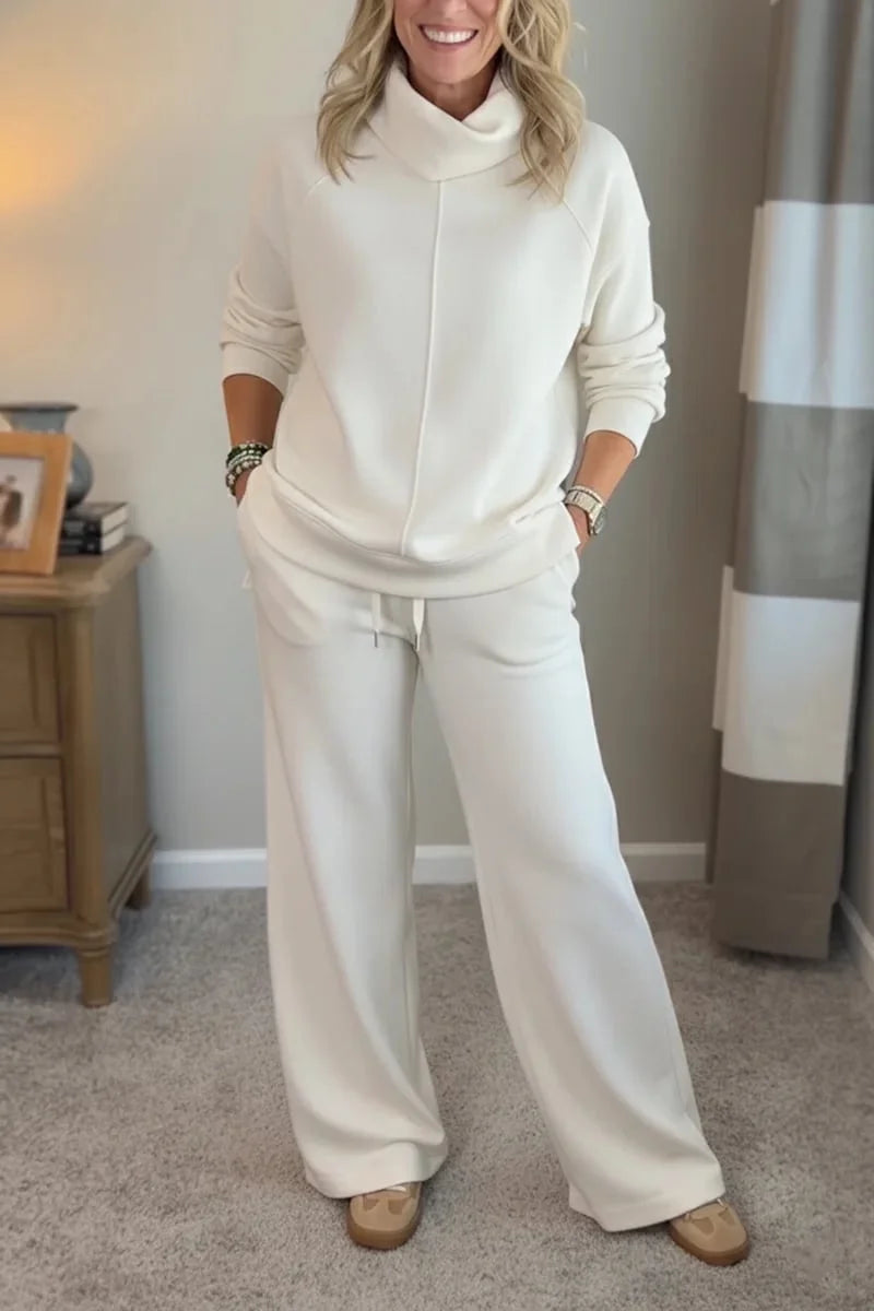 🍂🐏Nou set casual de iarnă pentru femei, de înaltă calitate: pulover minimalist cu guler înalt + pantaloni casual cu croială dreaptă🔥
