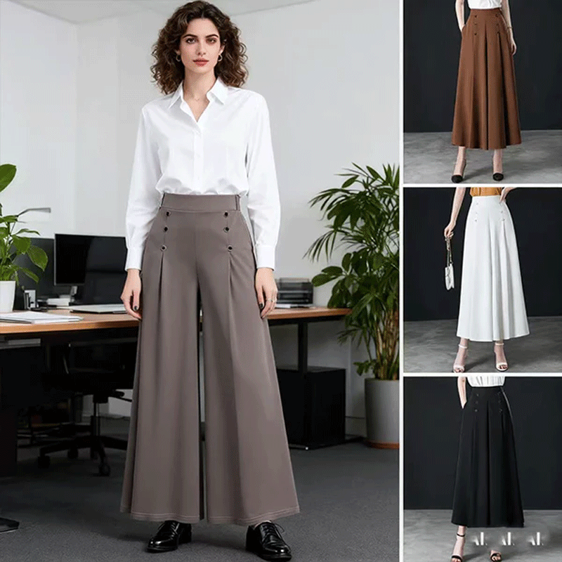 【50% DE DESCUENTO】Falda larga elegante de moda para mujer de otoño e invierno, con caída fluida, cintura alta y falda amplia