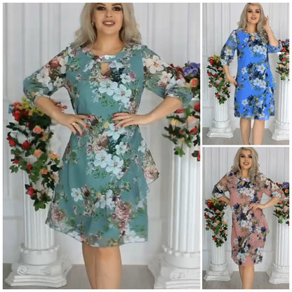 【Promoție de vară】💥【S-5XL】Rochie nouă din șifon cu imprimeu