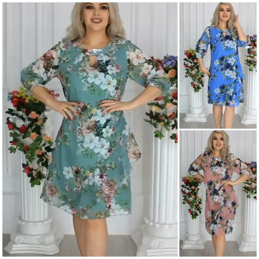 【Promoție de vară】💥【S-5XL】Rochie nouă din șifon cu imprimeu