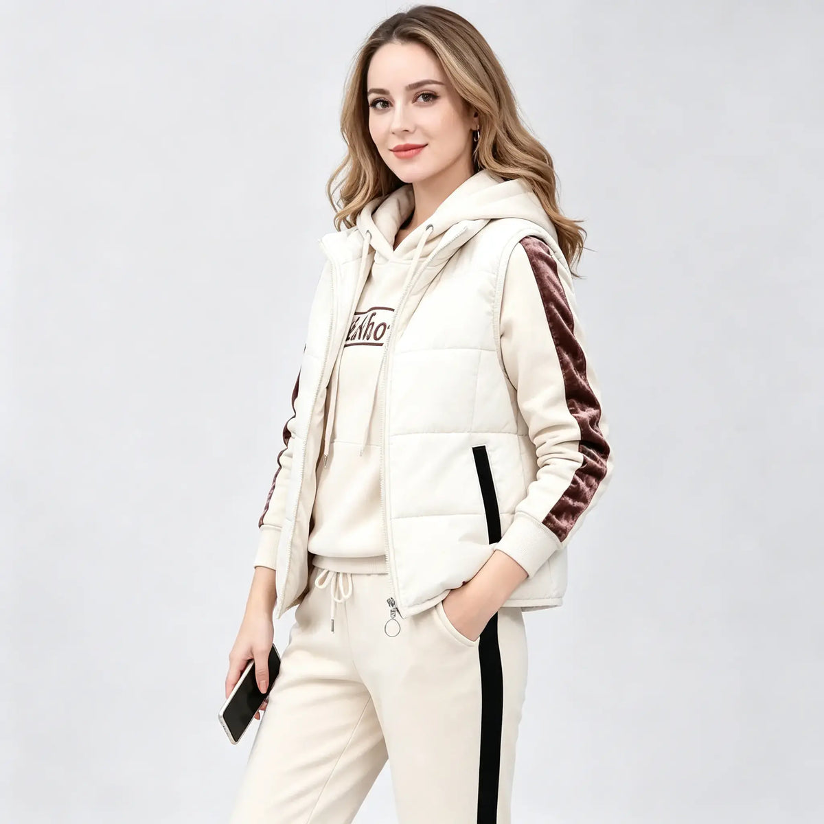 🔥🔥【Top + Vestă + Pantaloni】Set elegant și călduros din trei piese pentru toamnă/iarnă