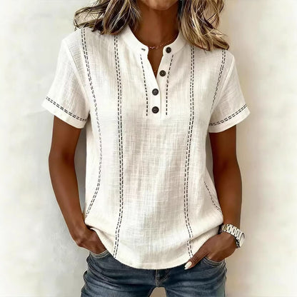 ⏳Ofertă limitată!⏰【40-100 kg】Tricou nou pentru femei, casual, cu mânecă scurtă, din bumbac și in