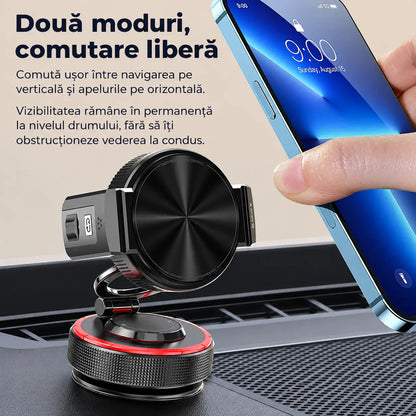 📱 Reducere de 50%! Suport auto pentru telefon cu ventuză, forță magnetică de 20 N, braț telescopic și rotație la 360°. Stabil și pliabil! ✨🚗