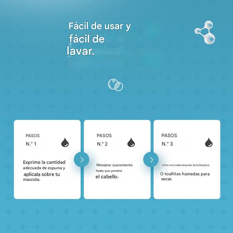 Espuma desodorante suave a base de plantas para mascotas, champú para mascotas