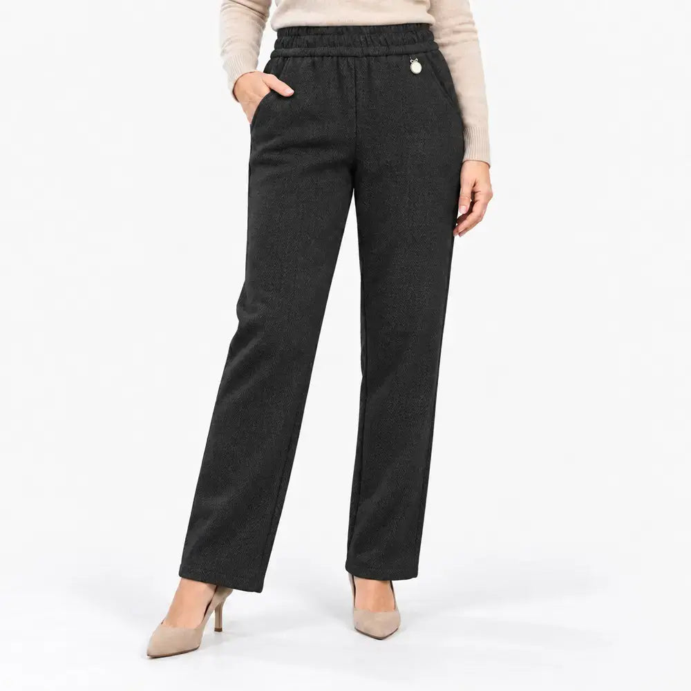 💥【XL–6XL】Pantaloni casual pentru femei, cu căptușeală groasă din fleece – material cu aspect de amestec de lână