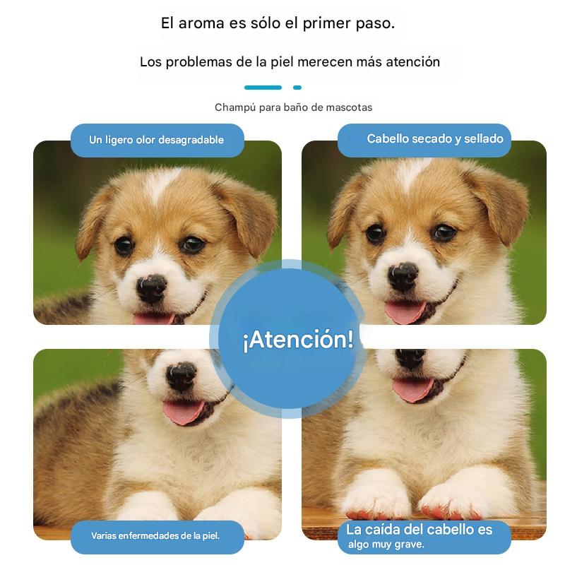 Espuma desodorante suave a base de plantas para mascotas, champú para mascotas