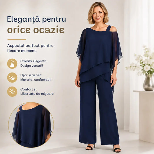 ⏳【Bluză + pantaloni】⏰【50–120 KG】👚👖 Set de damă din două piese: material prietenos cu pielea, croială cu umeri căzuți ✅