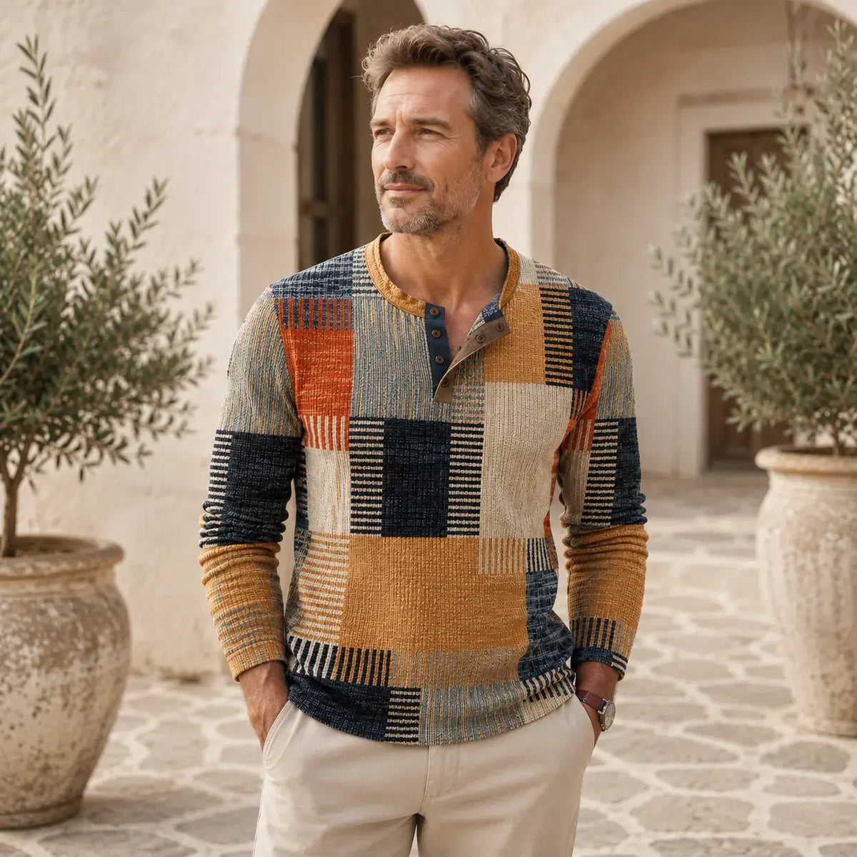 🏆【S–5XL】Noutate pentru toamnă și iarnă – un top elegant pentru bărbați, cu design în contrast și croială confortabilă pentru mărimi mari.