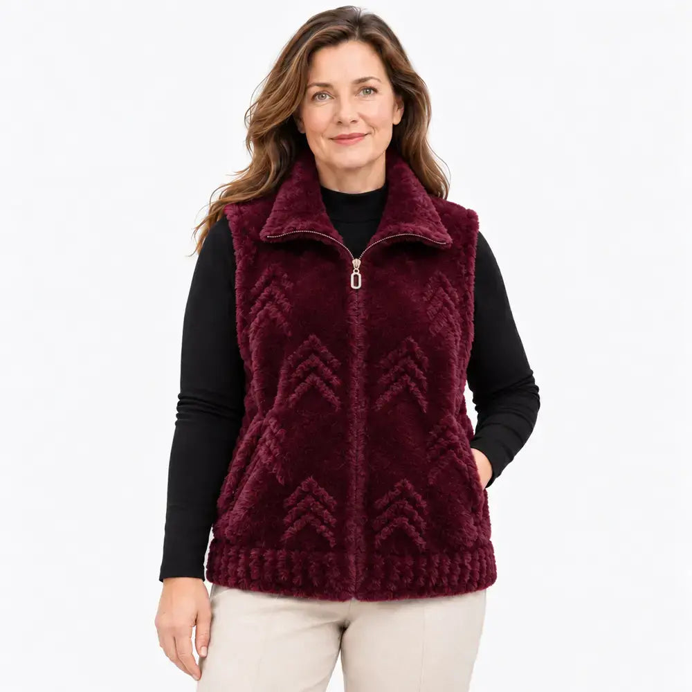 🔥【M–5XL】Vestă din fleece cu aspect de blană de nurcă pentru femei mature – vestă groasă