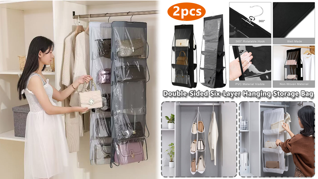 【50% de descuento】Bolsa de almacenamiento con diseño de suspensión de dos lados, con seis capas