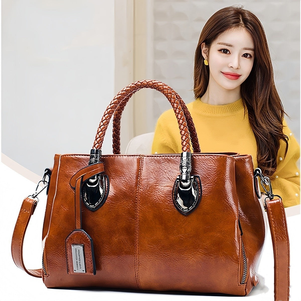 👜🌟 Dámská retro kožená taška "Boston", měkká kůže, vhodná na nošení přes rameno 