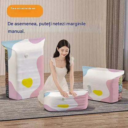【Set 5 bucăți】Sac mare de depozitare sub vid, compresibil: fără pompă, etanș și ideal pentru economisirea spațiului în bagaje și acasă