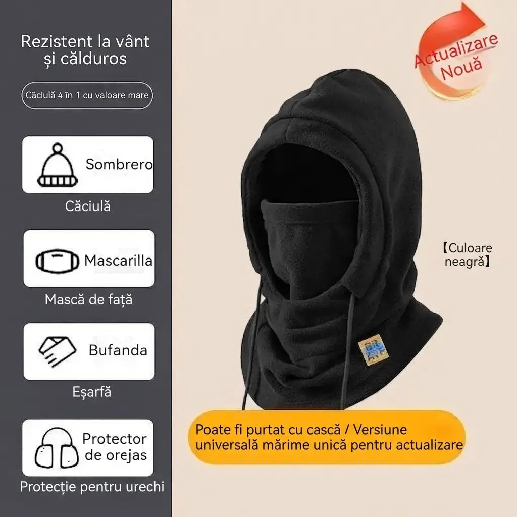 ❄️Căciulă termică cu acoperire completă și căptușeală din fleece, care asigură protecție termică la temperaturi de până la -20 de grade Celsius. ⛷️ Ideală pentru schi, motociclism și activități în aer liber.