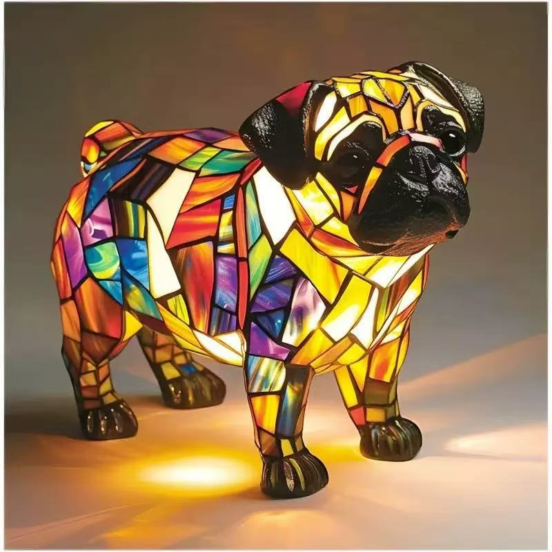 ✨✨Adornos de resina, luz nocturna LED, figura de arte animal, decoración creativa para oficina y hogar, interruptor con puerto USB
