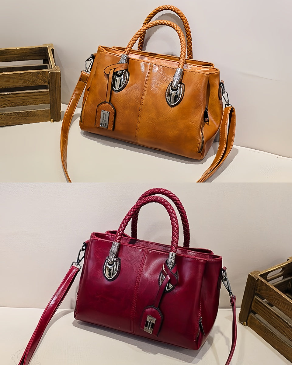 👜🌟 Dámská retro kožená taška "Boston", měkká kůže, vhodná na nošení přes rameno 