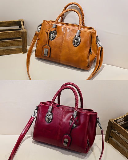 👜🌟 Dámská retro kožená taška "Boston", měkká kůže, vhodná na nošení přes rameno 