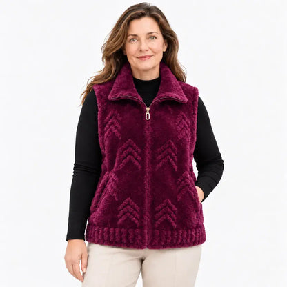 🔥【M–5XL】Vestă din fleece cu aspect de blană de nurcă pentru femei mature – vestă groasă