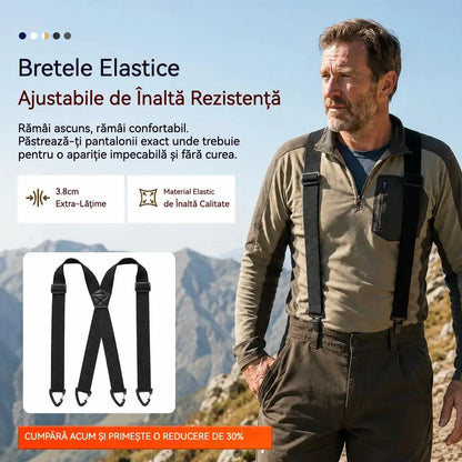 Bretele Reglabile pentru Bărbați în Formă de X, Cu Clipsuri Metalice Puternice, Stil Clasic și Elastic pentru Pantaloni