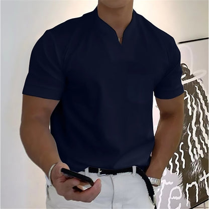 💪👔Tricou polo sport supradimensionat pentru bărbați, confecționat din bumbac elastic
