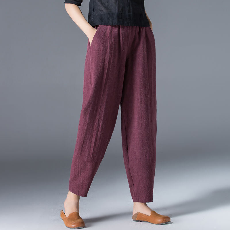 🌿50% reducere🔥【40-120 kg】Pantaloni largi pentru femei din bumbac și in, disponibile în mărimi mari