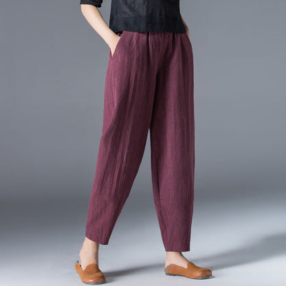 🌿50% reducere🔥【40-120 kg】Pantaloni largi pentru femei din bumbac și in, disponibile în mărimi mari