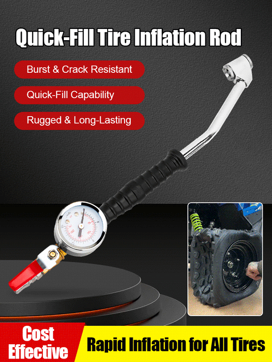 🔥¡Oferta especial!🔥Boquilla de alta densidad con codo y manómetro para una medición precisa de la presión de los neumáticos; alta resistencia y durabilidad.🔥